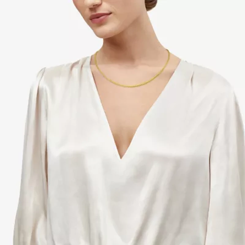 Made in Italy Womens 14K Gold Over Silver 18 Inch Wheat Chain Necklace