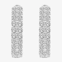 (F/Si2) Womens 2 CT. T.W. Lab Grown White Diamond Sterling Silver Hoop Earrings