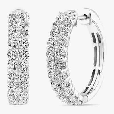 (F/Si2) Womens 2 CT. T.W. Lab Grown White Diamond Sterling Silver Hoop Earrings