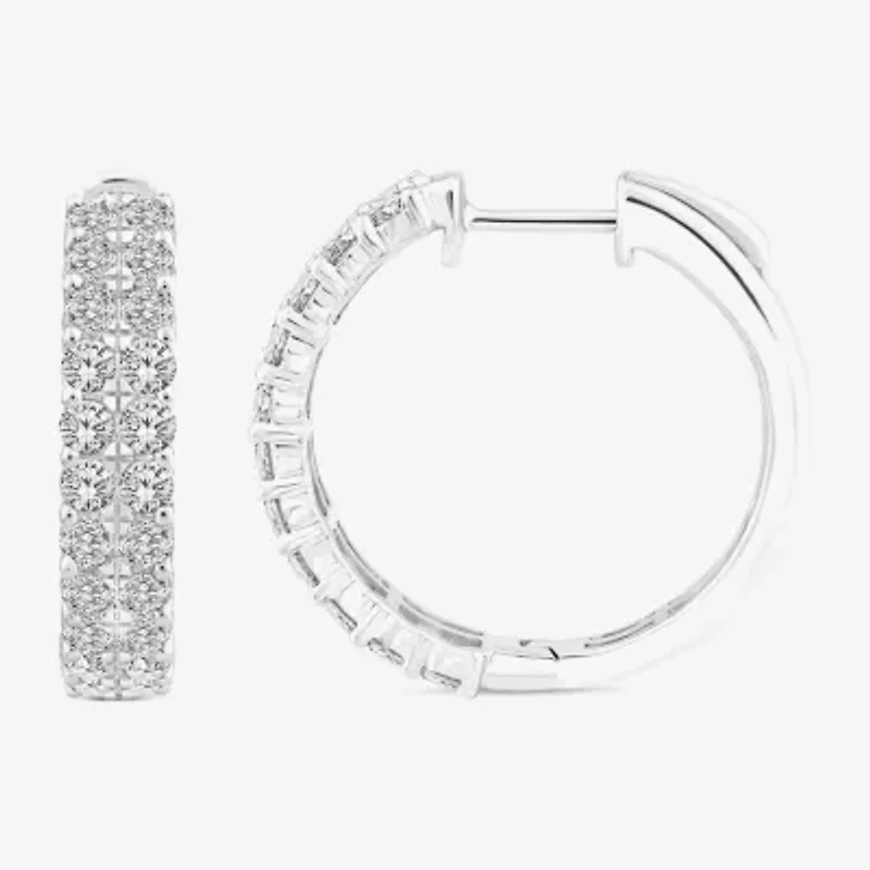 (F/Si2) Womens 2 CT. T.W. Lab Grown White Diamond Sterling Silver Hoop Earrings
