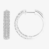 (F/Si2) Womens 2 CT. T.W. Lab Grown White Diamond Sterling Silver Hoop Earrings