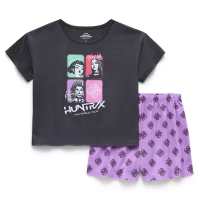 Little & Big Kid Girls KPop Demon Hunters Crew Neck Short Sleeve 2-pc. Pajama Set
