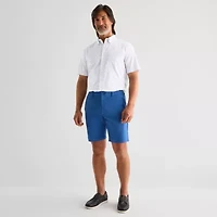 St. John's Bay Performance Poplin Mens Short Sleeve Classic Fit Stretch Fabric Button-Down Shirt