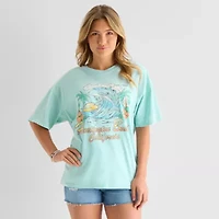 Arizona Womens Juniors Round Neck Short Sleeve Oversized Graphic T-Shirt