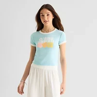 Arizona Womens Juniors Round Neck Short Sleeve Regular Fit Graphic T-Shirt