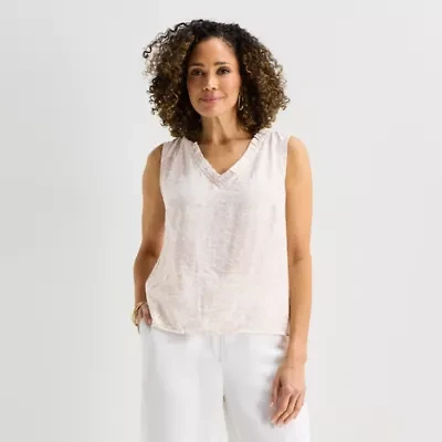 Liz Claiborne Womens V Neck Sleeveless Blouse