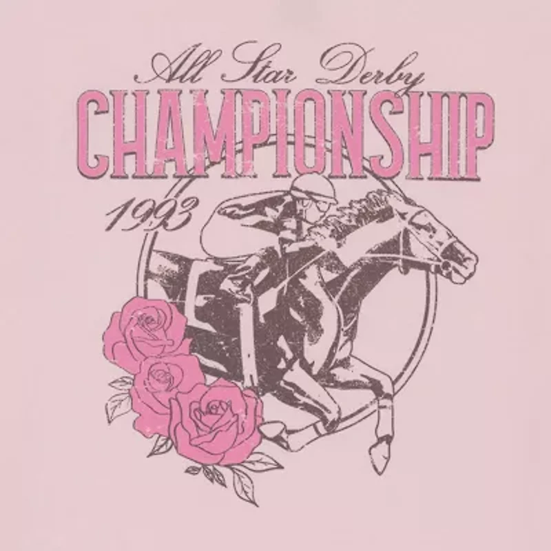 Derby Womens Juniors Crew Neck Short Sleeve Oversized Graphic T-Shirt