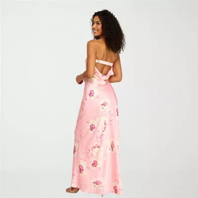 Premier Amour Womens Strapless Floral Maxi Dress