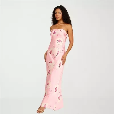 Premier Amour Womens Strapless Floral Maxi Dress