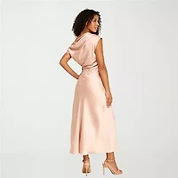 Premier Amour Womens Sleeveless One-Shoulder High-Low Fit + Flare Dress