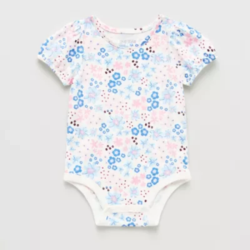 Okie Dokie Baby Girls Round Neck Short Sleeve Bodysuit