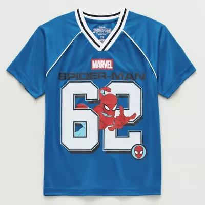 Disney Collection Little & Big Kid Boys V Neck Short Sleeve Regular Fit Spiderman Graphic T-Shirt
