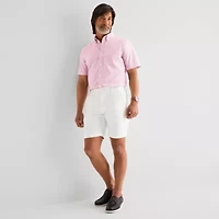 St. John's Bay Performance Poplin Mens Short Sleeve Classic Fit Stretch Fabric Button-Down Shirt