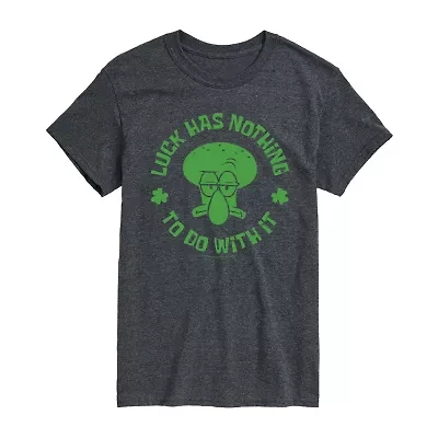 Novelty Mens Crew Neck Short Sleeve Regular Fit Spongebob Graphic T-Shirt