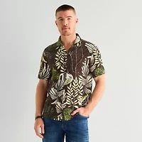mutual weave Mens Short Sleeve Camp Shirt