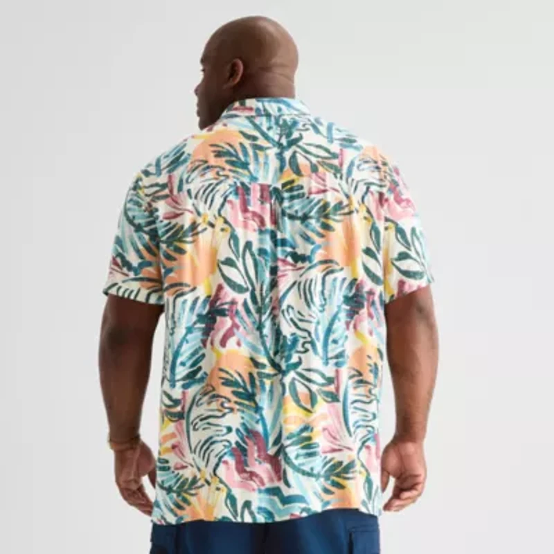 St. John's Bay Button-Down Mens Short Sleeve Breathable Big and Tall Camp Shirt