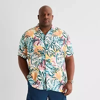 St. John's Bay Button-Down Mens Short Sleeve Breathable Big and Tall Camp Shirt