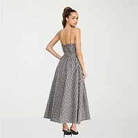 belle vie Womens Sleeveless Gingham Midi Drop Waist Dress