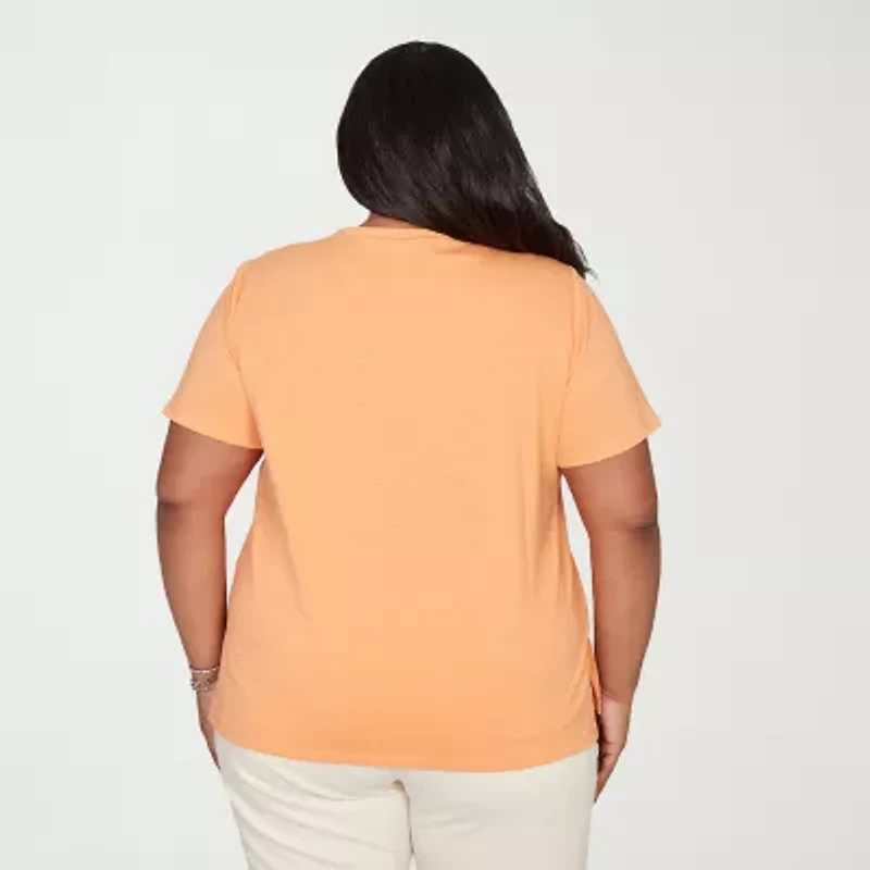 Alfred Dunner Womens Plus Crew Neck Short Sleeve T-Shirt