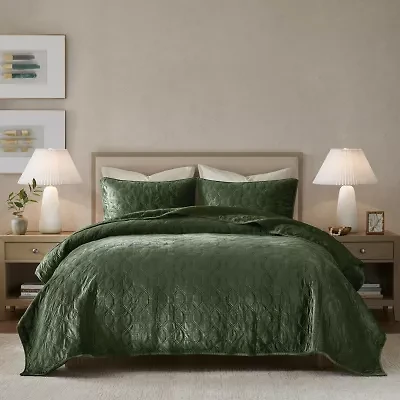 Madison Park Emery 3-Pc Velvet Quilt Set