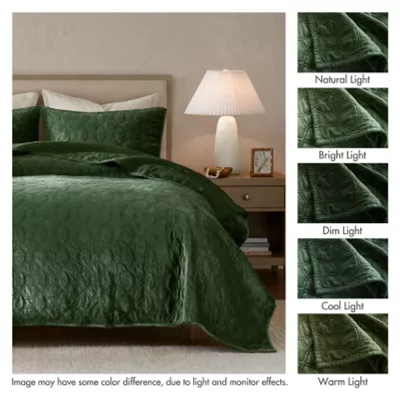 Madison Park Emery 3-Pc Velvet Quilt Set