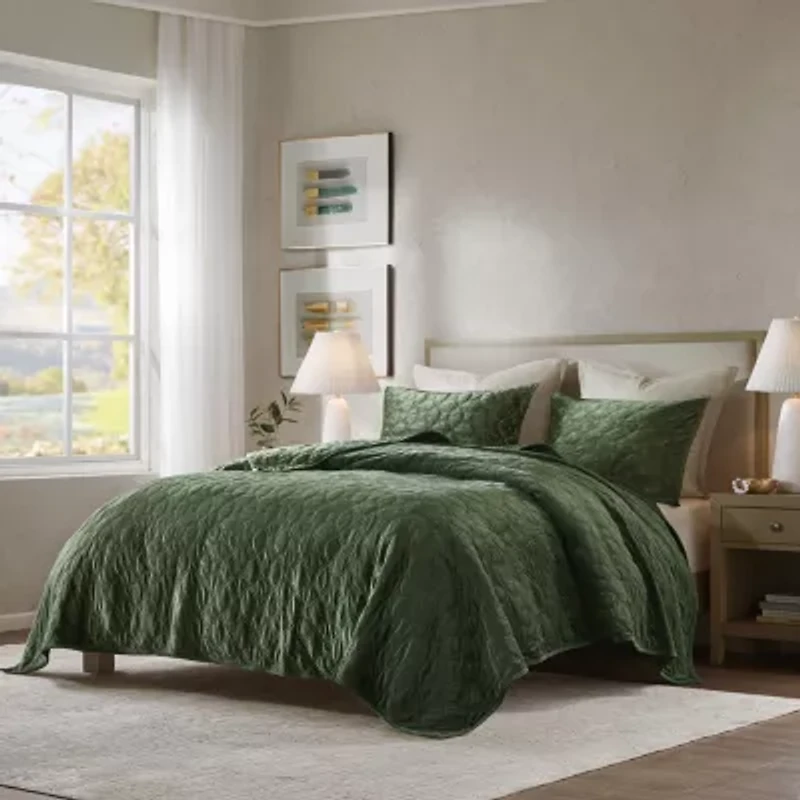 Madison Park Emery 3-Pc Velvet Quilt Set