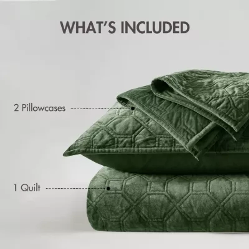 Madison Park Emery 3-Pc Velvet Quilt Set
