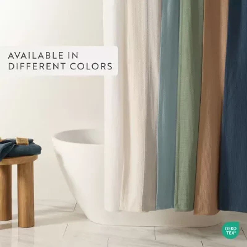 Casual Comfort Cotton Blend Textured Waffle Shower Curtain