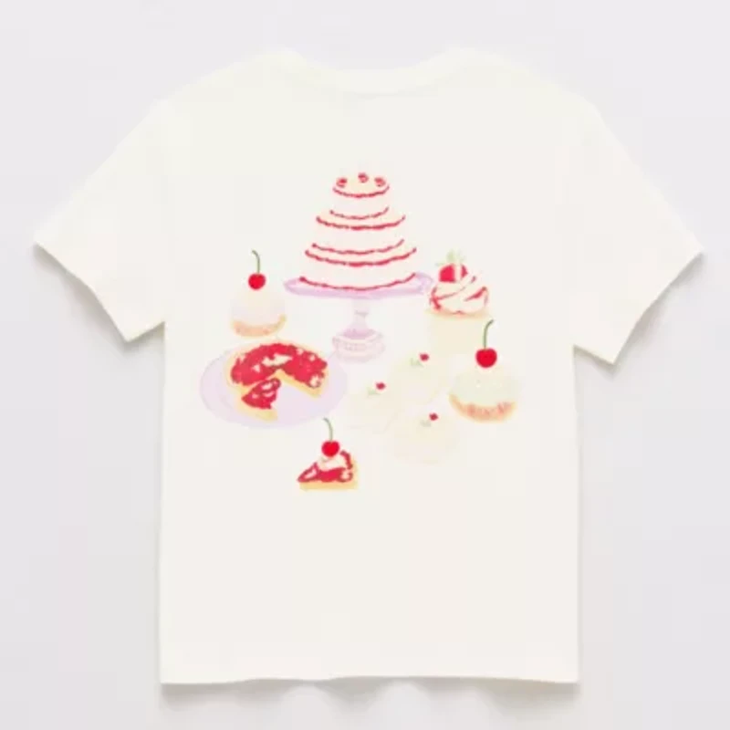 Eyeshadow Big Kid Girls Crew Neck Short Sleeve Regular Fit Graphic T-Shirt