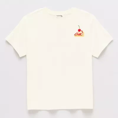 Eyeshadow Big Kid Girls Crew Neck Short Sleeve Regular Fit Graphic T-Shirt