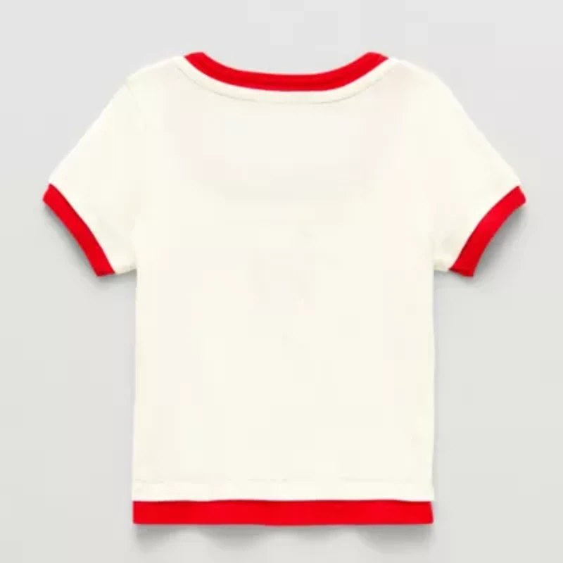 Eyeshadow Big Kid Girls Scoop Neck Short Sleeve Graphic T-Shirt