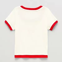 Eyeshadow Big Kid Girls Scoop Neck Short Sleeve Graphic T-Shirt