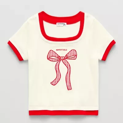 Eyeshadow Big Kid Girls Scoop Neck Short Sleeve Graphic T-Shirt