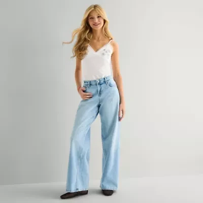 Arizona Womens Juniors Low Rise Baggy Fit Jean