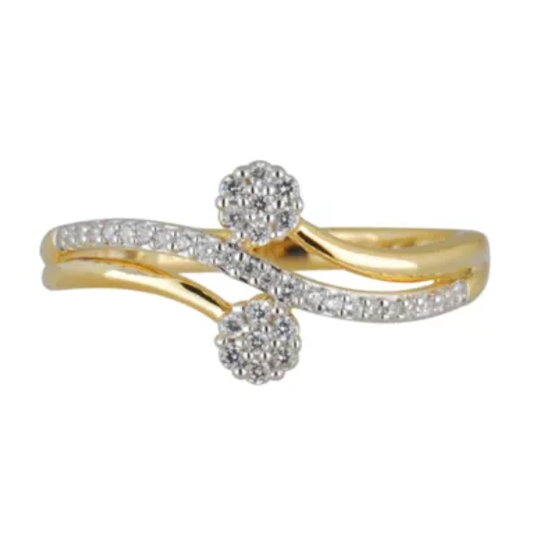 Womens 1/5 CT. Genuine White Diamond 10K Gold Flower Cluster Cocktail Ring