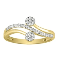 Womens 1/5 CT. Genuine White Diamond 10K Gold Flower Cluster Cocktail Ring