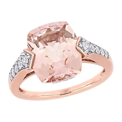 Womens 1/4 CT. T.W. Genuine Pink Morganite 14K Rose Gold Cocktail Ring