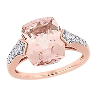 Womens 1/4 CT. T.W. Genuine Pink Morganite 14K Rose Gold Cocktail Ring