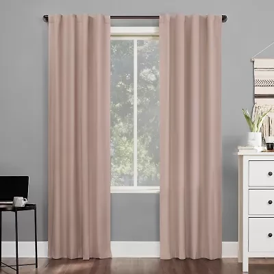 Sun Zero Cyrus Thermal Rod Pocket Back Tab Energy Saving 100% Blackout Single Curtain Panel