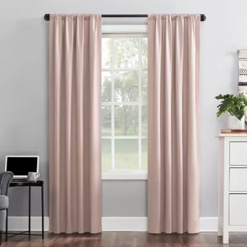 Sun Zero Cyrus Thermal Rod Pocket Back Tab Energy Saving 100% Blackout Single Curtain Panel