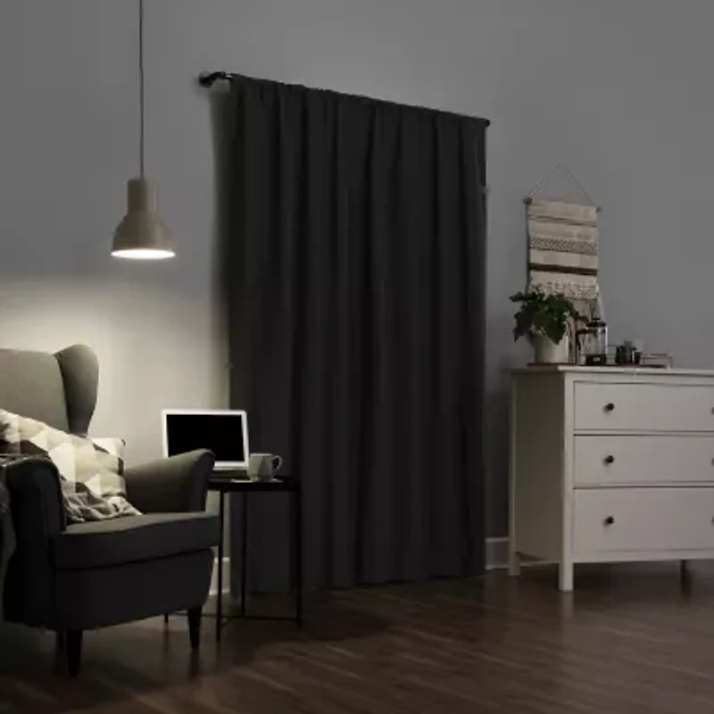 Sun Zero Cyrus Thermal Rod Pocket Back Tab Energy Saving 100% Blackout Single Curtain Panel