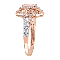 Womens 1/5 CT. Genuine Pink Morganite 10K Rose Gold Cocktail Ring