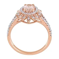 Womens 1/5 CT. Genuine Pink Morganite 10K Rose Gold Cocktail Ring