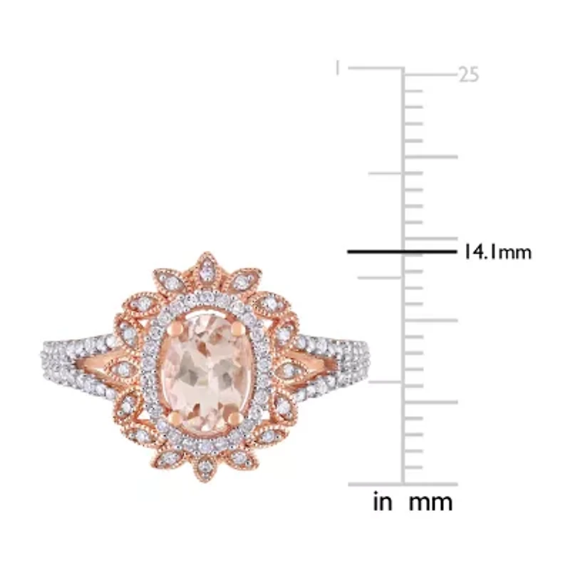 Womens 1/5 CT. Genuine Pink Morganite 10K Rose Gold Cocktail Ring