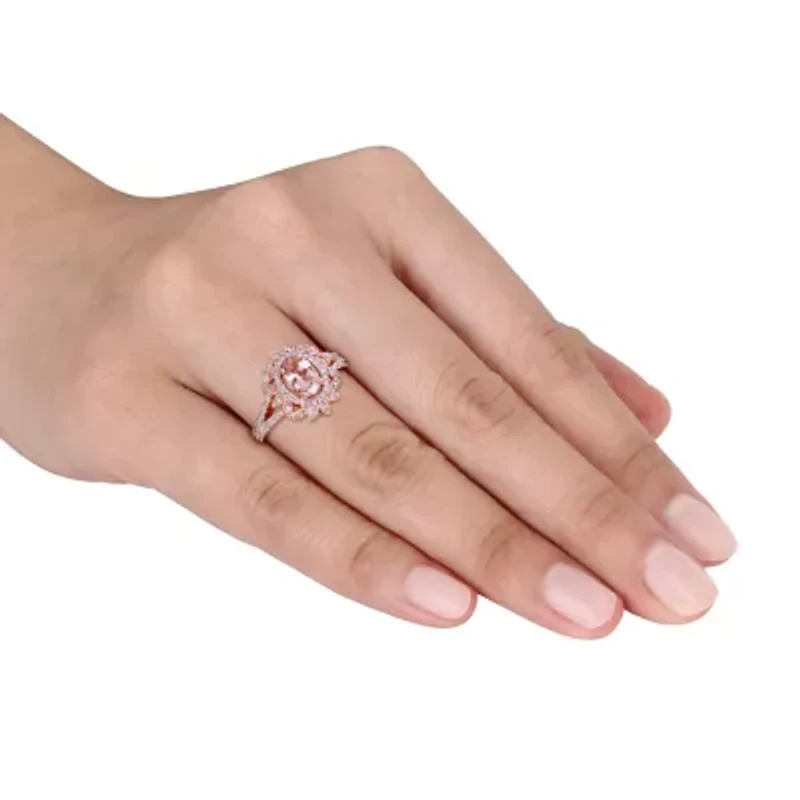 Womens 1/5 CT. Genuine Pink Morganite 10K Rose Gold Cocktail Ring