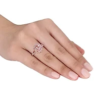 Womens 1/5 CT. Genuine Pink Morganite 10K Rose Gold Cocktail Ring