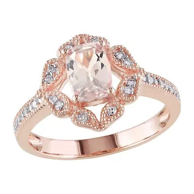 Womens 1/10 CT. T.W. Genuine Pink Morganite 10K Rose Gold Cocktail Ring