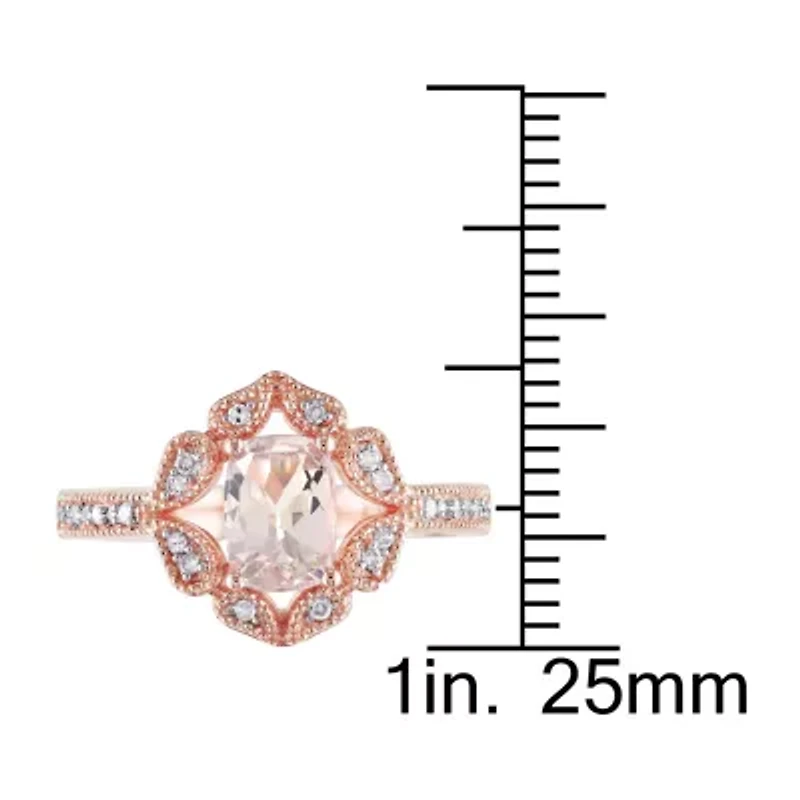 Womens 1/10 CT. T.W. Genuine Pink Morganite 10K Rose Gold Cocktail Ring