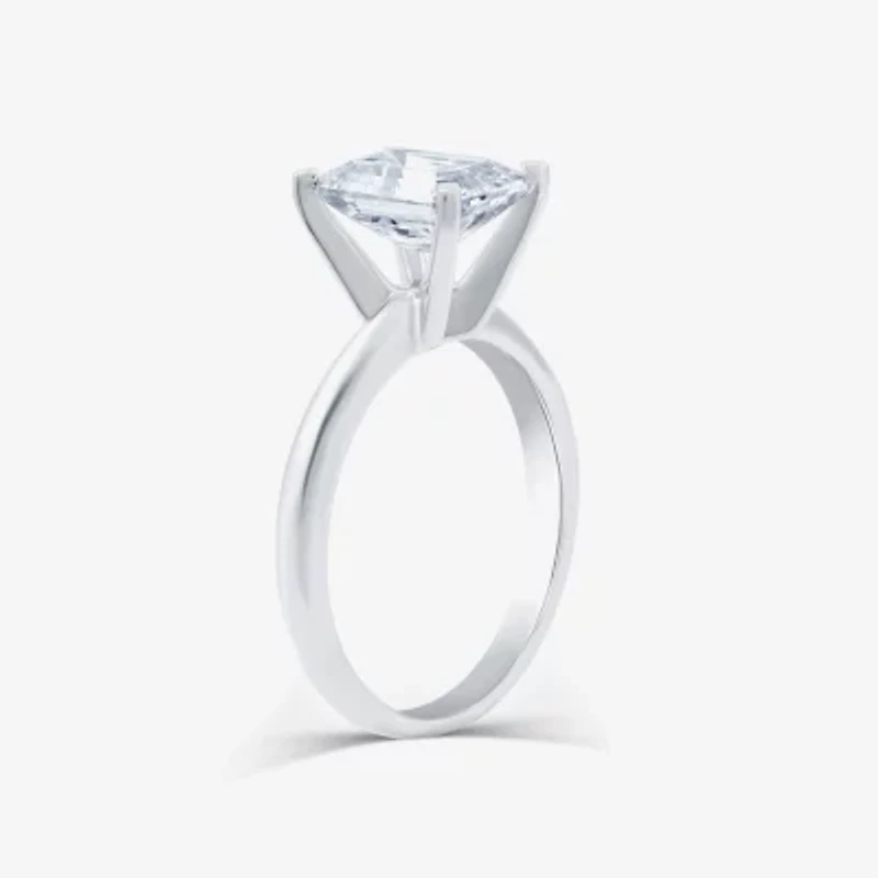 (G / VS2) Womens 3 CT. Lab-Grown White Diamond 14K Gold Emerald Solitaire Engaement Ring
