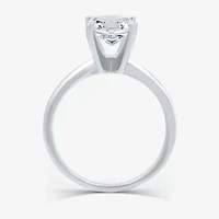(G / VS2) Womens 3 CT. Lab-Grown White Diamond 14K Gold Emerald Solitaire Engaement Ring